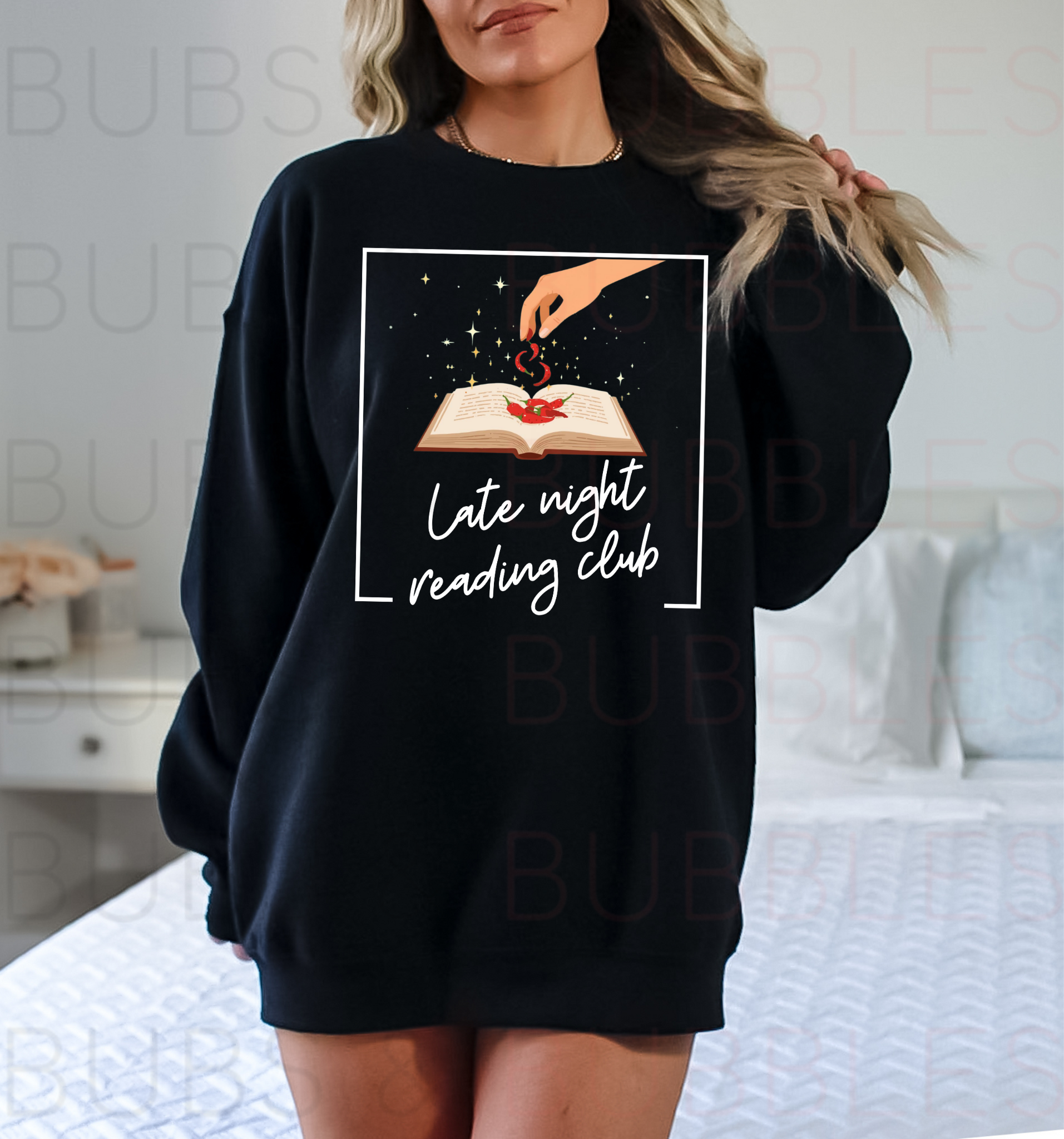 ‘Late Night Reading Club’ Adult Crewneck Sweatshirt
